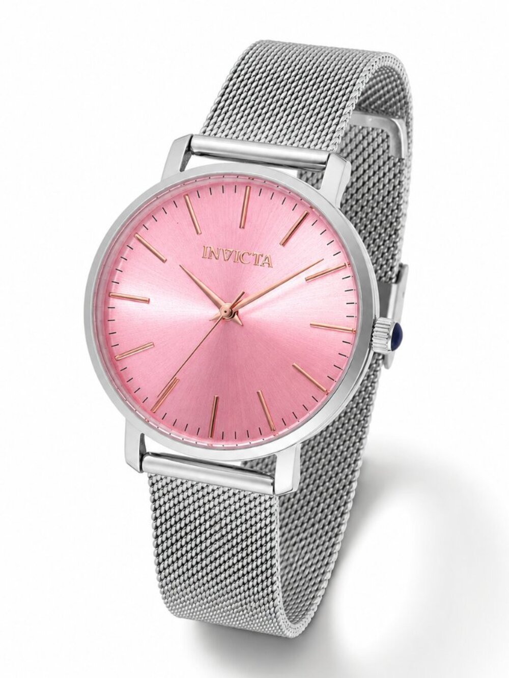 Invicta Angel Starlight 48843 Pink Dial Silver Mesh Watch 38mm NIB